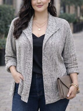 Allie Coosh Textured Linen Tunic Topper Jacket XL